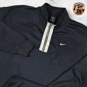 Nike‎ Therma FIT Black Logo Quarter Zip Pullover Fleece Sweatshirt Unisex XL